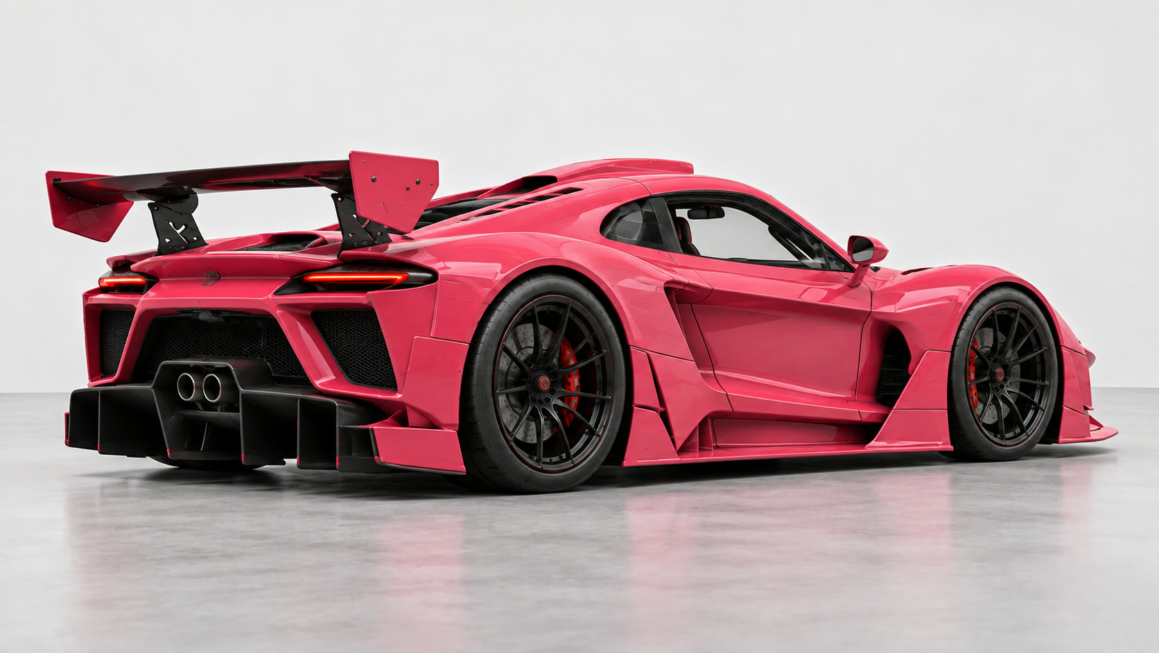 Pink track car with a large rear wing