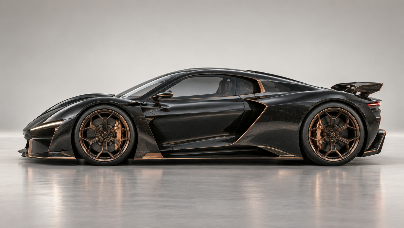 Black hypercar in profile